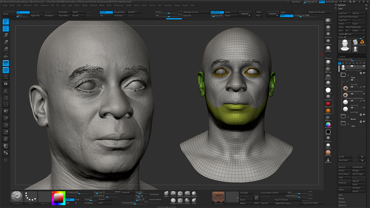 Realistic head sculpt in Zbrush